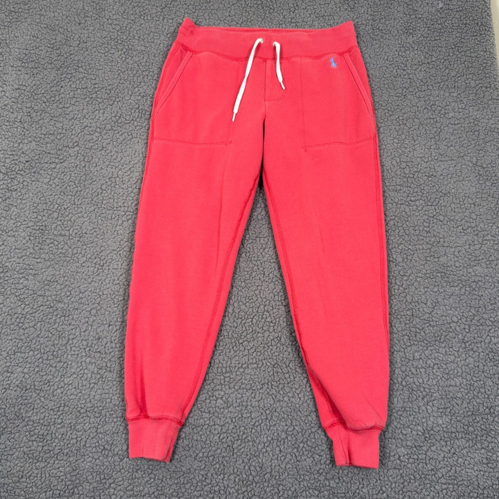 Polo Ralph Lauren Fleece Sweatpant Joggers S Red Blue Pony Drawstring Pull On
